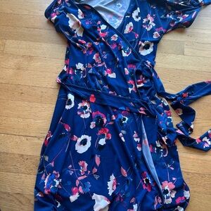 Ivanka Trump Navy and Pink Floral Maxi Dress